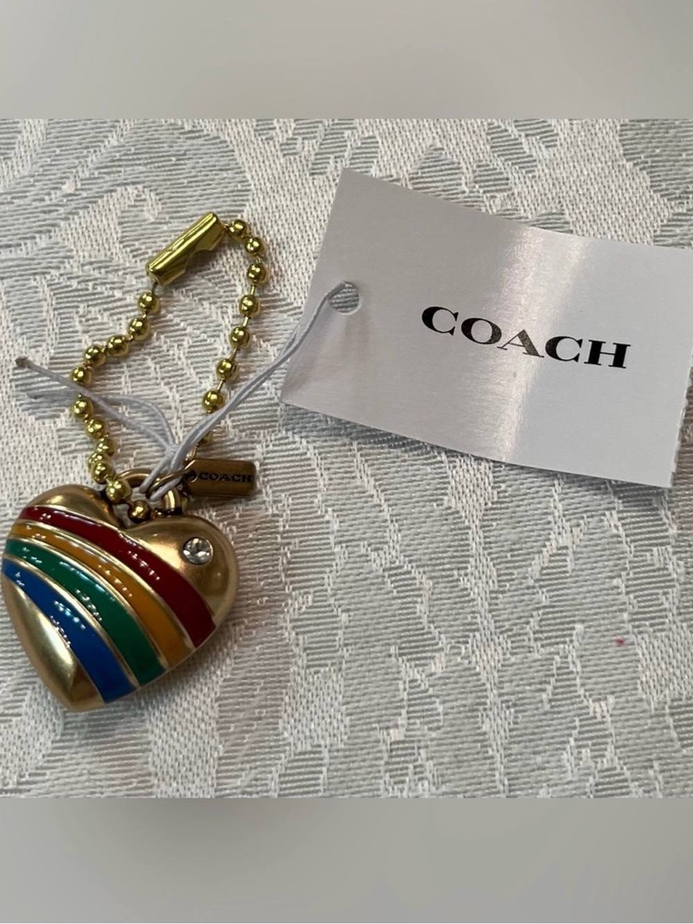 COACH Gold-tone Rainbow Heart Key Charm - Picture 2 of 4